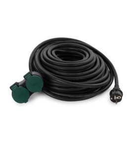 RALLONGE ÉLECTRIQUE AVEC 2 PRISES - USAGE EXTÉRIEUR - 20 m - NOIR - 3G