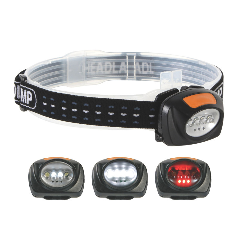 LAMPE FRONTALE 2 EN 1 À 4 LED BLANCHES ET 3 LED ROUGES LAMPE FRONTALE 2 EN 1 À 4 LED BLANCHES ET 3 LED ROUGES