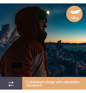 LAMPE FRONTALE 2 EN 1 À 4 LED BLANCHES ET 3 LED ROUGES - PRL