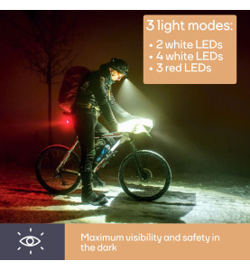 LAMPE FRONTALE 2 EN 1 À 4 LED BLANCHES ET 3 LED ROUGES - PRL