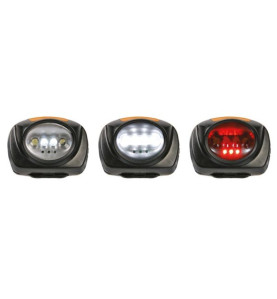 LAMPE FRONTALE 2 EN 1 À 4 LED BLANCHES ET 3 LED ROUGES - PRL