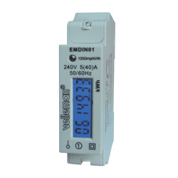 Compteur kwh monophasé pour montage sur rail din - 1 module - Velleman
