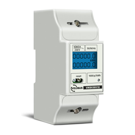Compteur kwh monophasé pour montage sur rail din - 2 modules - Vellema