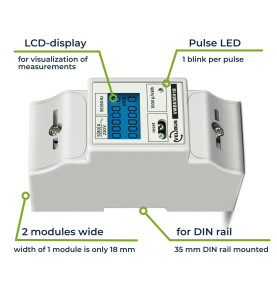 Compteur kwh monophasé pour montage sur rail din - 2 modules - Vellema