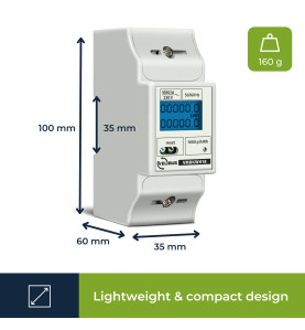 Compteur kwh monophasé pour montage sur rail din - 2 modules - Vellema