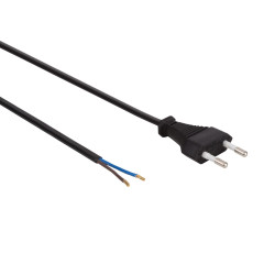 CÂBLE D'ALIMENTATION NOIR CEE 7/16 "FICHE EURO"+ EXTRÉMITÉS L=1.8 m H0