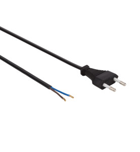 CÂBLE D'ALIMENTATION NOIR CEE 7/16 "FICHE EURO"+ EXTRÉMITÉS L=1.8 m H0