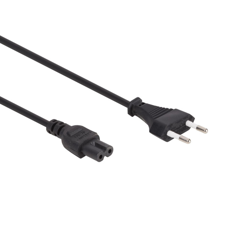 CÂBLE D'ALIMENTATION NOIR CEE 7/16 "FICHE EURO"+ C7 L=2 m H03VVH2-F 2G0.75 mm²