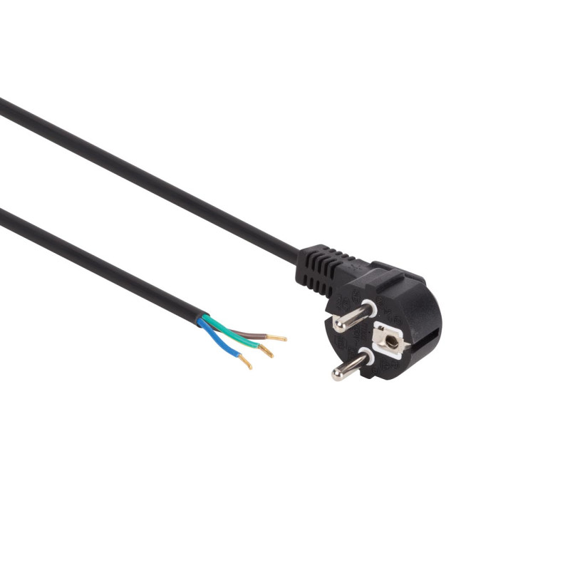 CÂBLE D'ALIMENTATION NOIR CEE 7/7 90 + EXTRÉMITÉS L=3 m H05VV-F 3G0.75 mm²