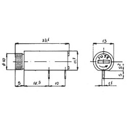 PORTE-FUSIBLE POUR CI 5 x 20mm - TYPE HORIZONTAL