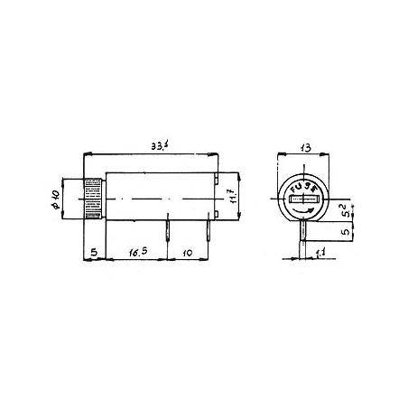 PORTE-FUSIBLE POUR CI 5 x 20mm - TYPE HORIZONTAL