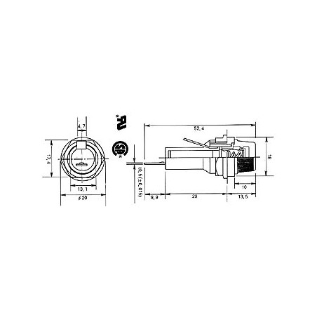 PORTE-FUSIBLE POUR MONTAGE CHASSIS 6.35 x 31.8mm