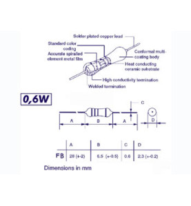 RESISTANCE A COUCHE METALLIQUE 0.6W 5% 100E - Velleman