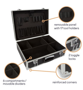 VALISE À OUTILS AVEC BORDS EN ALUMINIUM - 455 x 330 x 152 mm - 22,8 L 