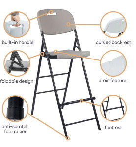 TABOURET DE BAR À DOSSIER - PLIANT - PRL