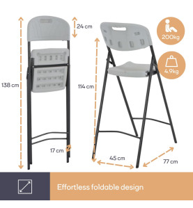 TABOURET DE BAR À DOSSIER - PLIANT - PRL