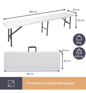 BANC PLIANT - 180 x 25 x 43 cm - PRL