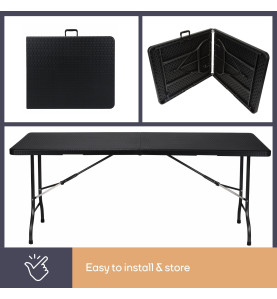TABLE PLIANTE - IMITATION ROTIN - 180 x 75 x 74 cm - PRL