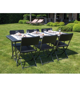 TABLE PLIANTE - IMITATION ROTIN - 180 x 75 x 74 cm - PRL