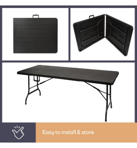 TABLE PLIANTE - IMITATION BOIS - 180 x 75 x 74 cm - PRL