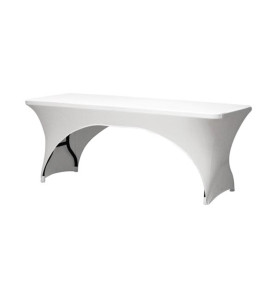 Housse extensible pour table rectangulaire - arqué - blanc - PRL