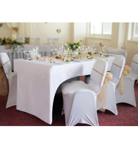 Housse extensible pour table rectangulaire - arqué - blanc - PRL