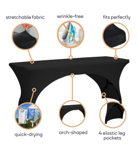 Housse extensible pour table rectangulaire - arqué - noir - PRL