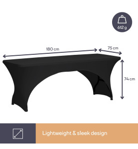 Housse extensible pour table rectangulaire - arqué - noir - PRL