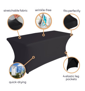 Housse extensible pour table rectangulaire - noir - PRL