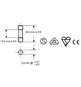 FUSIBLE 20mm RETARDE 20A (10pcs/boîte) - Velleman