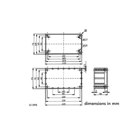 COFFRET EN ABS - GRIS 135 x 75 x 50mm