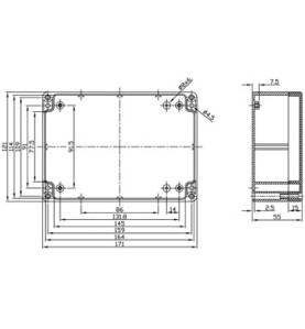 COFFRET ETANCHE EN ABS - GRIS FONCE 171 x 121 x 55mm - Velleman