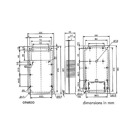 COFFRET PORTABLE - GRIS 180 x 100 x 43mm - ZONE D'AFFICHAGE OUVERTE
