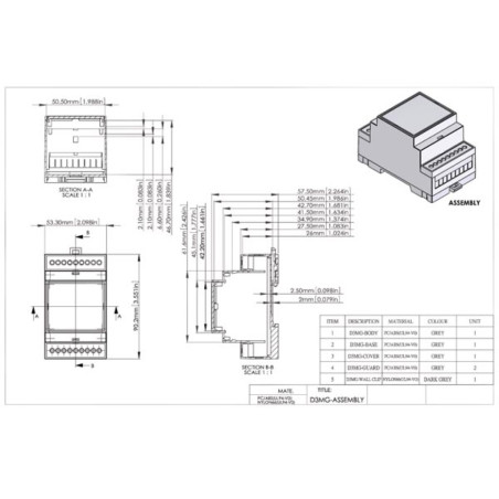 BOÎTIER MODULAIRE SUR RAIL DIN - 3MG