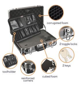 VALISE D'OUTILLAGE AVEC DES COINS ARRONDIS EN ALUMINIUM - 430 x 300 x 