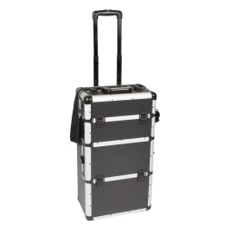 MALLETTE TROLLEY EN ALUMINIUM - 370 x 270 x 670 mm - 66,9 L - NOIR - P