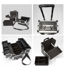 MALLETTE TROLLEY EN ALUMINIUM - 370 x 270 x 670 mm - 66,9 L - NOIR - P