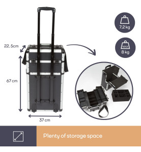 MALLETTE TROLLEY EN ALUMINIUM - 370 x 270 x 670 mm - 66,9 L - NOIR - P