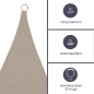 VOILE SOLAIRE - TRIANGLE - 3.6 x 3.6 x 3.6 m - COULEUR: CRÈME