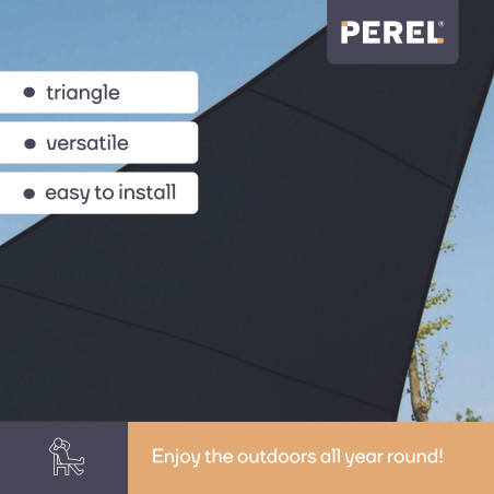 VOILE SOLAIRE PERMÉABLE - TRIANGLE - 3.6 x 3.6 x 3.6 m - COULEUR: ANTHRACITE