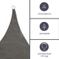 VOILE SOLAIRE PERMÉABLE - TRIANGLE - 3.6 x 3.6 x 3.6 m - COULEUR: ANTHRACITE VOILE SOLAIRE PERMÉABLE - TRIANGLE - 3.6 x 3.6 x 3.6 m - COULEUR: ANTHRACITE