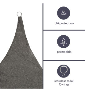 VOILE SOLAIRE PERMÉABLE - TRIANGLE - 3.6 x 3.6 x 3.6 m - COULEUR: ANTH