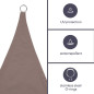 VOILE SOLAIRE - TRIANGLE - 5 x 5 x 5 m - COULEUR: GRIS TAUPE