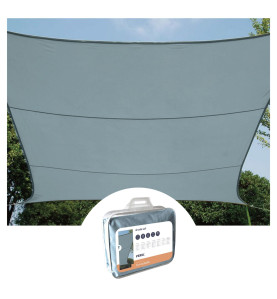 VOILE SOLAIRE - RECTANGULAIRE - 2 x 3 m - COULEUR : GRIS ARDOISE CLAIR
