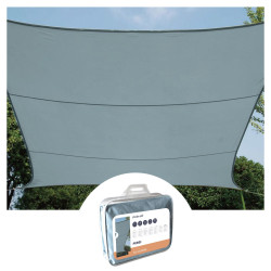 VOILE SOLAIRE - CARRÉ - 3.6 x 3.6 m - COULEUR : GRIS ARDOISE CLAIR - P