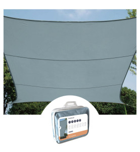 VOILE SOLAIRE - CARRÉ - 3.6 x 3.6 m - COULEUR : GRIS ARDOISE CLAIR - P