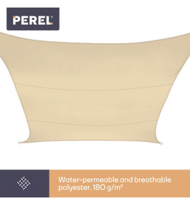 VOILE SOLAIRE PERMÉABLE - CARRÉ - 3.6 x 3.6 m - COULEUR : CHAMPAGNE - 