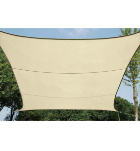 VOILE SOLAIRE PERMÉABLE - CARRÉ - 3.6 x 3.6 m - COULEUR : CHAMPAGNE - 