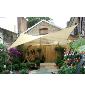 VOILE SOLAIRE PERMÉABLE - CARRÉ - 3.6 x 3.6 m - COULEUR : CHAMPAGNE - 