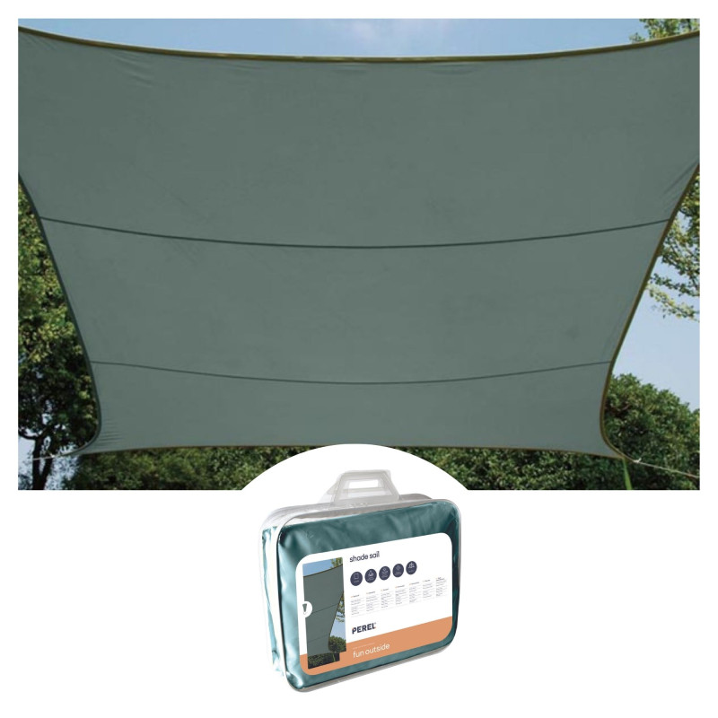 VOILE SOLAIRE - RECTANGULAIRE - 4 x 3 m - COULEUR : GRIS VERT